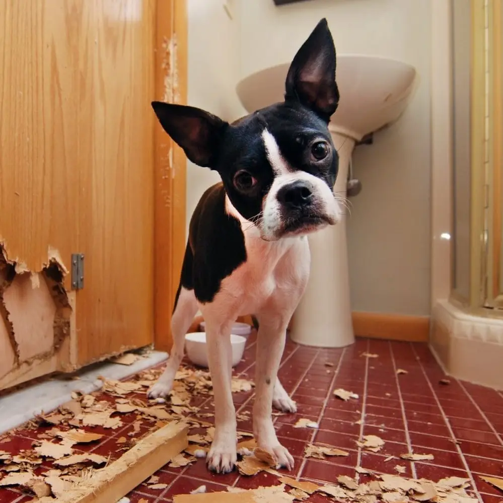 Perro con ansiedad rompe una puerta